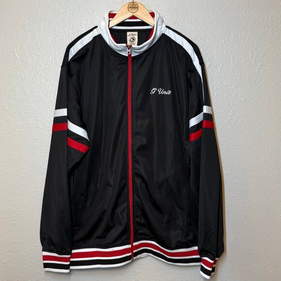 G Unit Track Jacket Vintage Y2K Full Zip Polyester Black Red Size Unisex XLarge - Picture 2 of 12